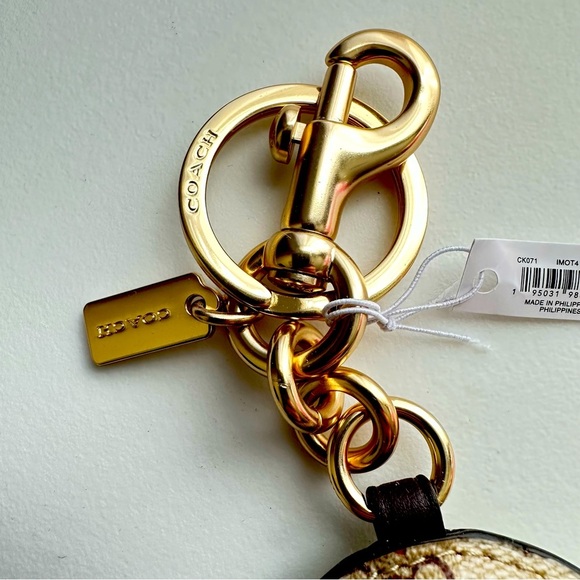 NWT Coach Heart Pouch Bag Charm In Signature Canvas With Heart And Star Print - Picture 7 of 11